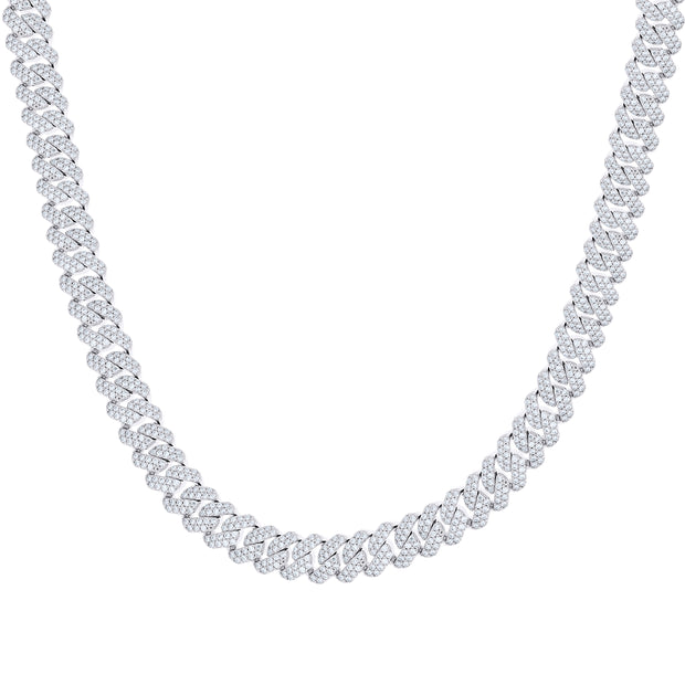 925 Sterling Silver Unisex Moissanite Monaco Chain Necklace 10mm 20 Inches - SLV-139437