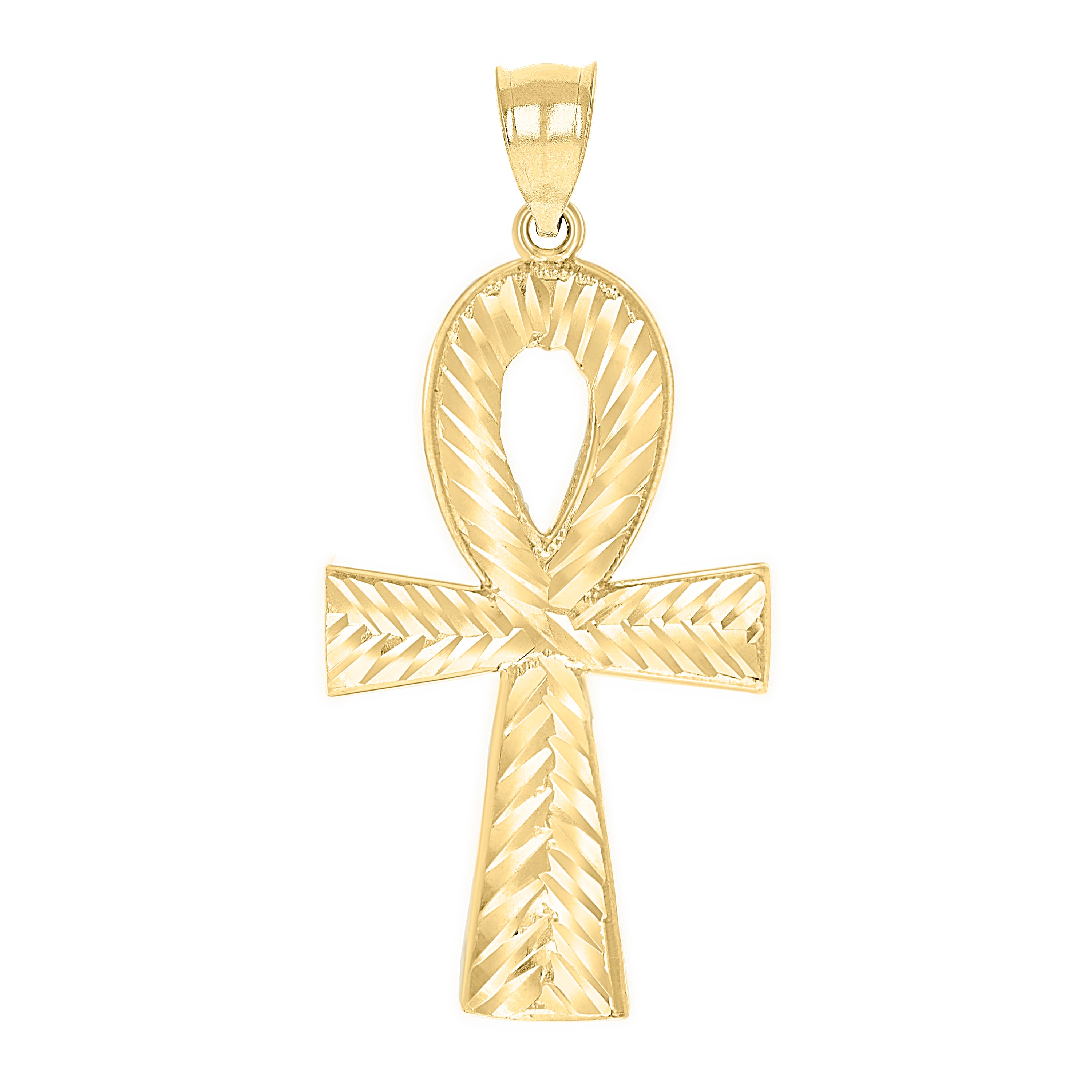 10kt Yellow Gold Unisex Egyptian Ankh Cross Religious Charm Pendant