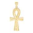 10kt Yellow Gold Unisex Egyptian Ankh Cross Religious Charm Pendant