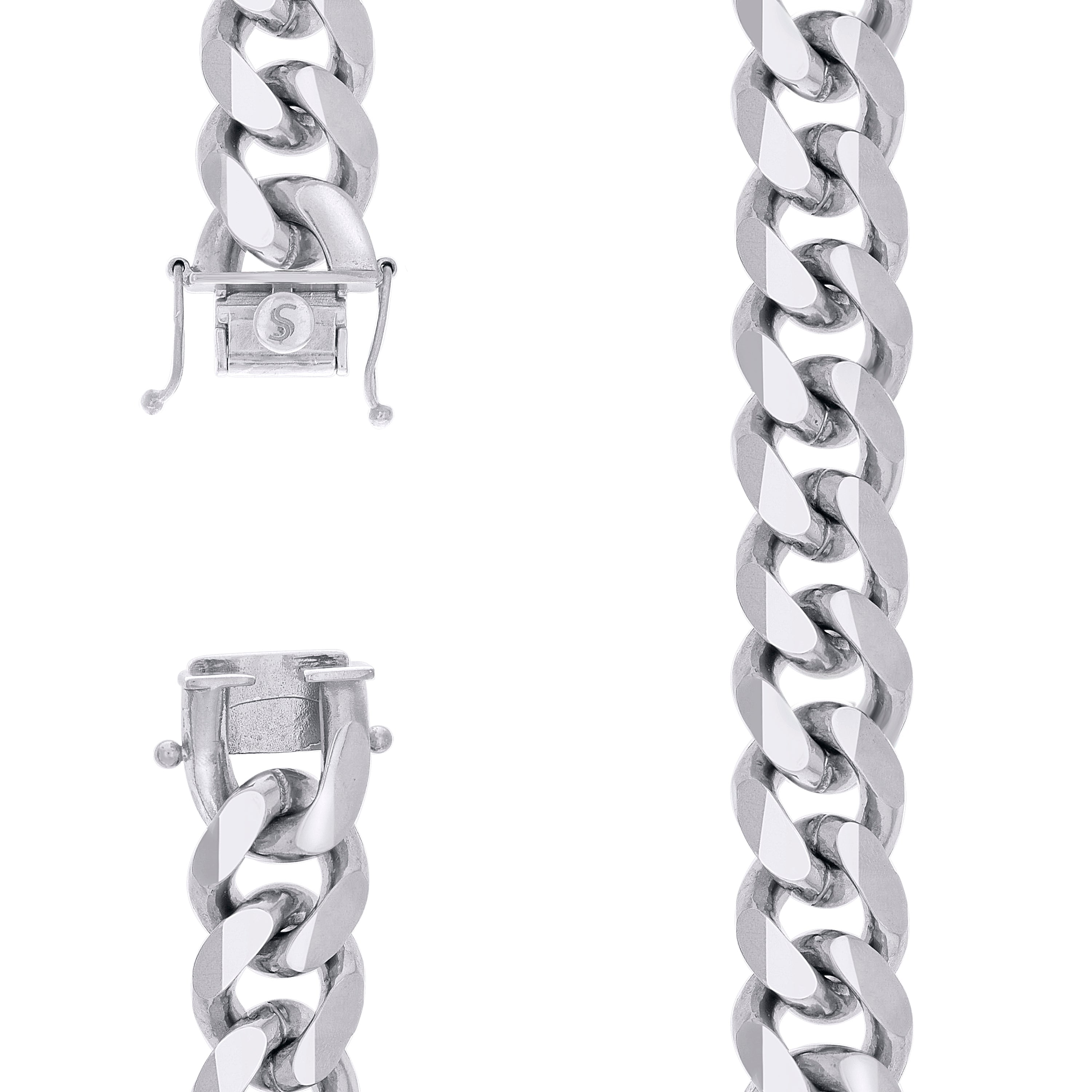 925 Sterling Silver Solid Miami Cuban Chain Rhodium 500 18.5mm-26