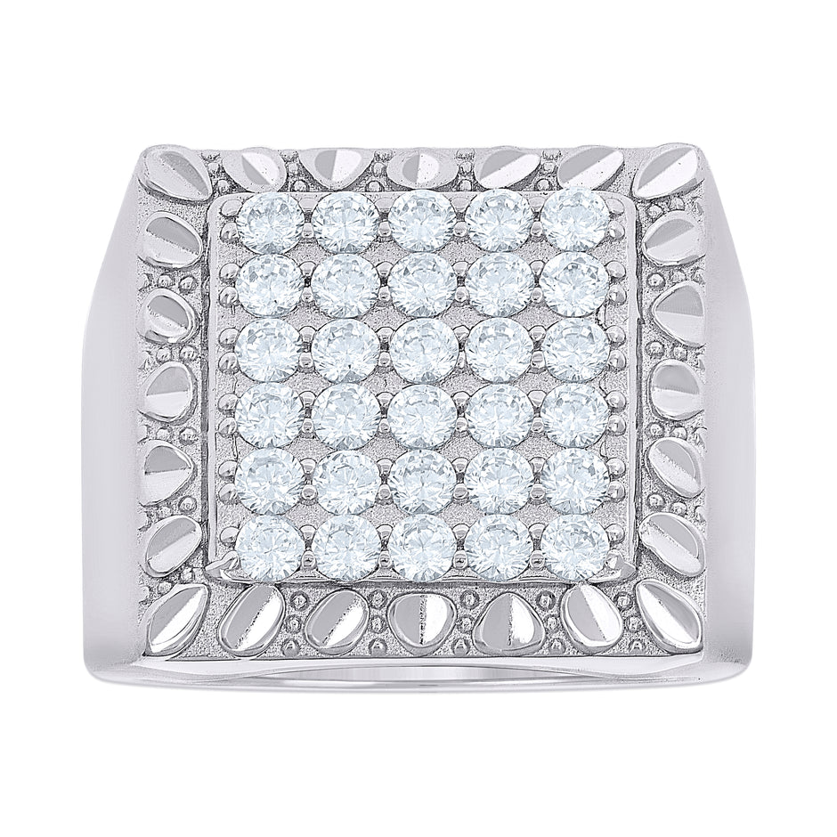 925 Sterling Silver Mens 2.07ct Moissanite Square Head Fashion Ring Size 12 - SLV-139680