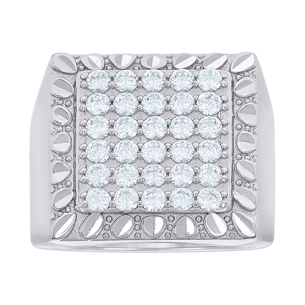 925 Sterling Silver Mens 2.07ct Moissanite Square Head Fashion Ring Size 12 - SLV-139680