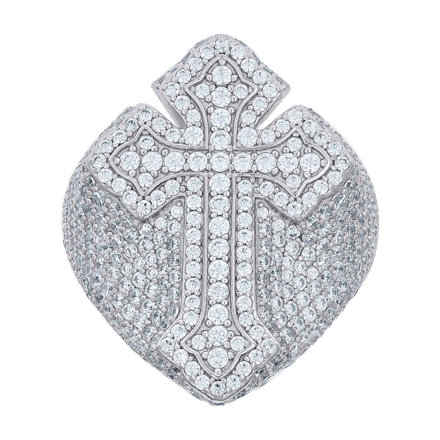 925 Sterling Silver Mens 3.60ct Moissanite Cross Religious Ring Size 11