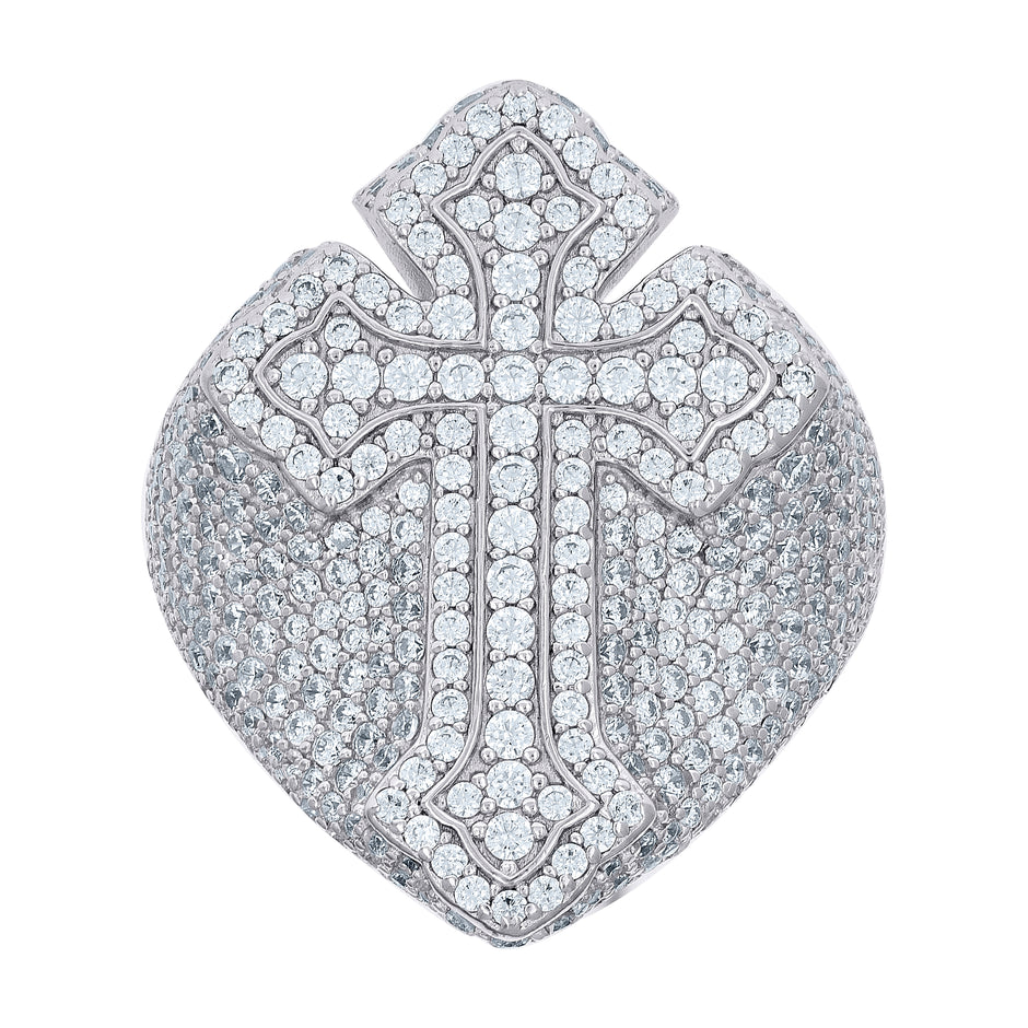 925 Sterling Silver Mens 3.60ct Moissanite Cross Religious Ring Size 12 - SLV-139688