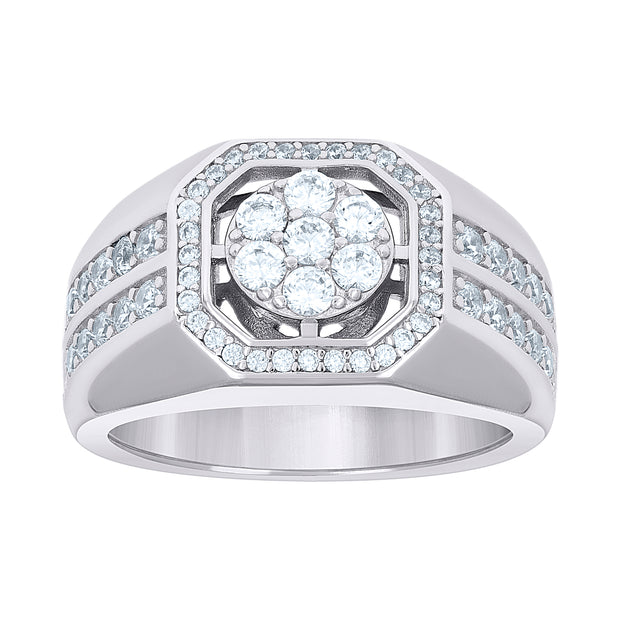 925 Sterling Silver Mens 1.55ct Moissanite Octagon Head Fashion Ring Size 10