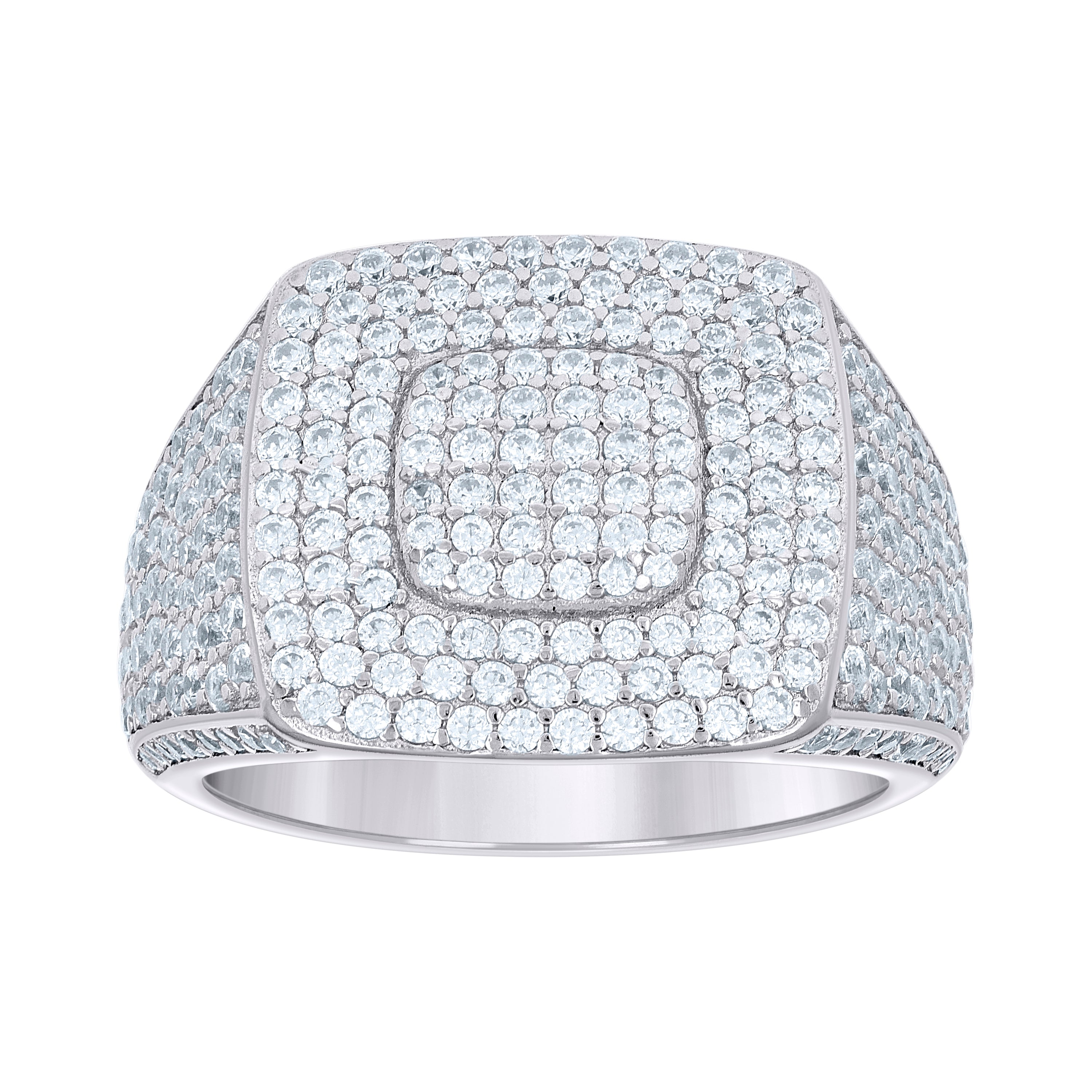 925 Sterling Silver Mens 3.49ct Moissanite Square Head Fashion Ring Size 12 - SLV-139732