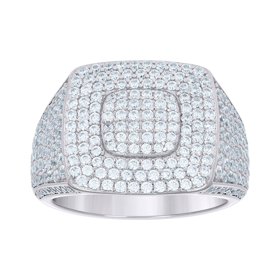 925 Sterling Silver Mens 3.49ct Moissanite Square Head Fashion Ring Size 11 - SLV-139731