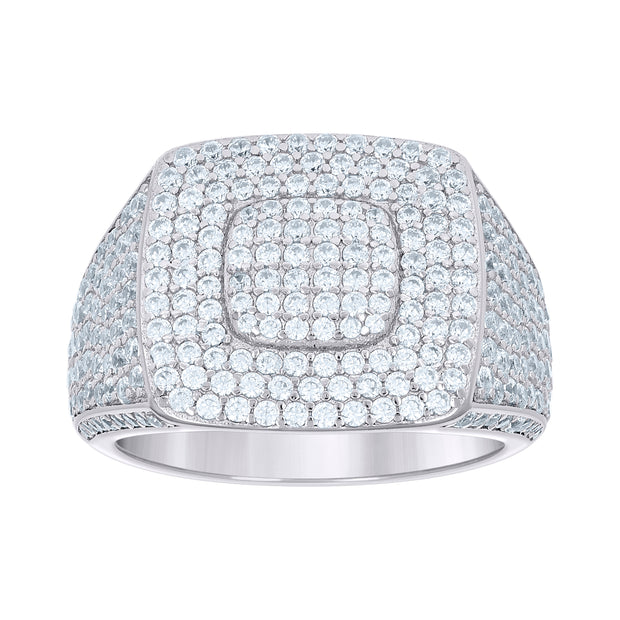 925 Sterling Silver Mens 3.49ct Moissanite Square Head Fashion Ring Size 11 - SLV-139731
