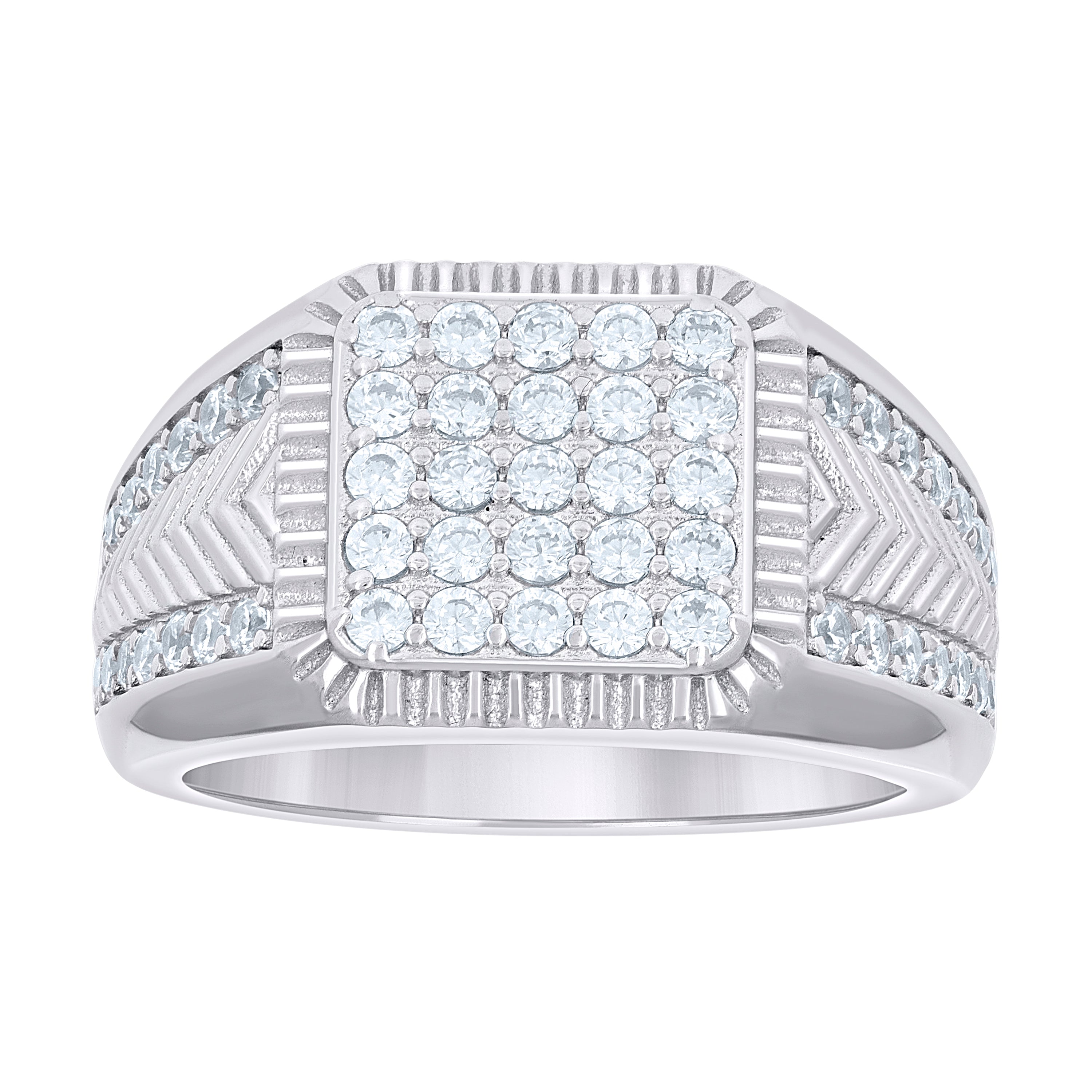 925 Sterling Silver Mens Square Head Fashion 1.58ct Moissanite Ring Size S9