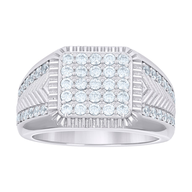925 Sterling Silver Mens Square Head Fashion 1.58ct Moissanite Ring Size S9