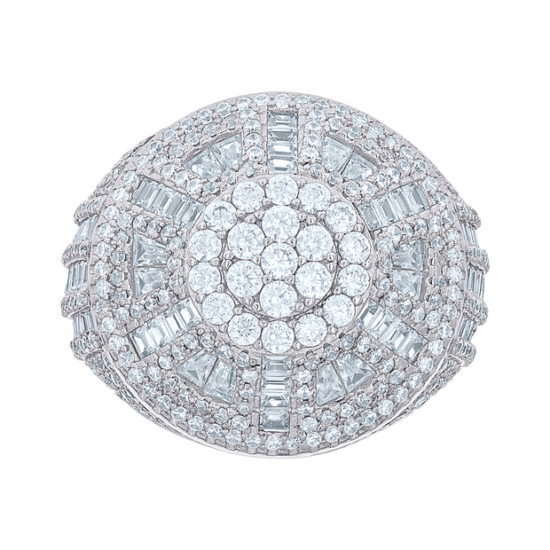925 Sterling Silver Mens Round Baguette 2.88ct, 4.1ct Moissanite Round Cluster Fashion Ring Size 11