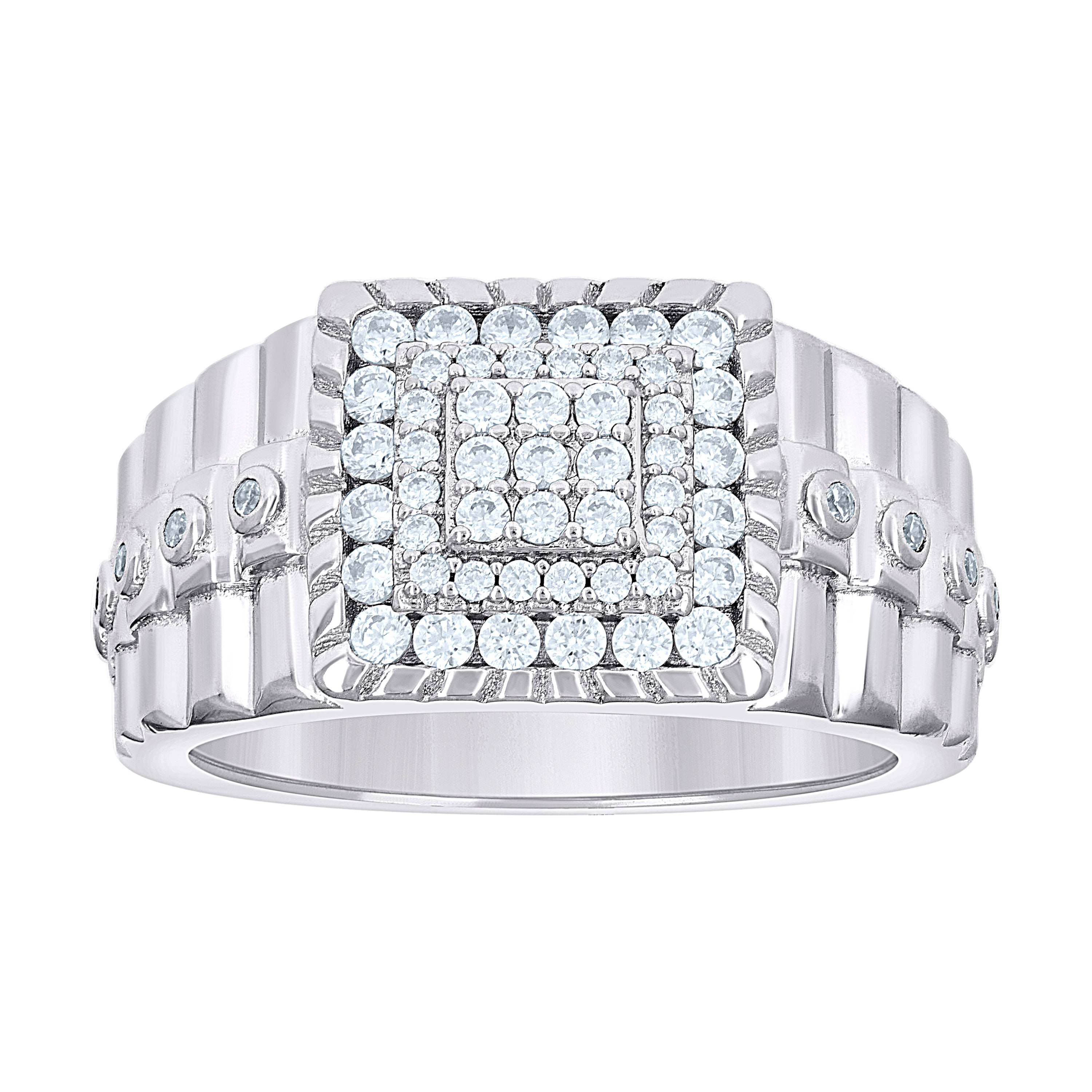 925 Sterling Silver Mens 0.88ct Moissanite Square Head Fashion Ring Size 12 - SLV-139807