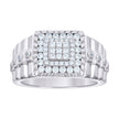 925 Sterling Silver Mens 0.88ct Moissanite Square Head Fashion Ring Size 12 - SLV-139807
