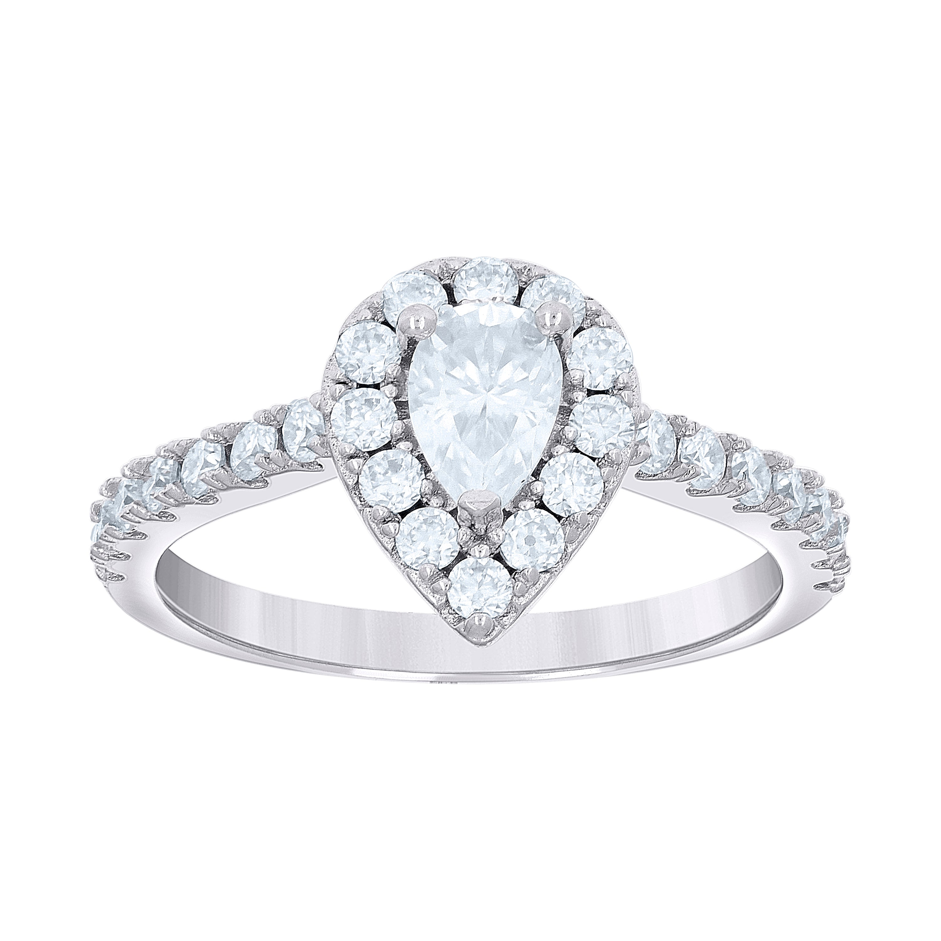 925 Sterling Silver Womens Pear Round Cubic-Zirconia Teardrop Fashion Ring Size 7 - SLV-139811
