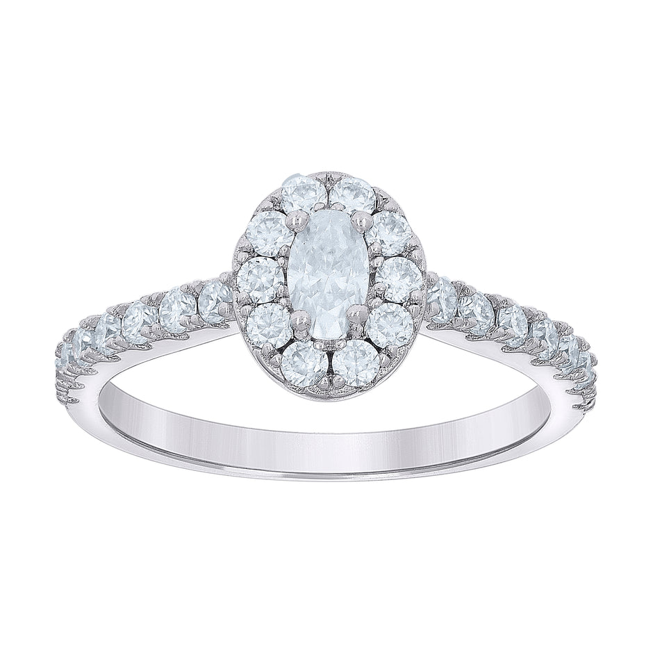 925 Sterling Silver Womens Oval Round Cubic-Zirconia Oval Fashion Ring Size 6 - SLV-139815