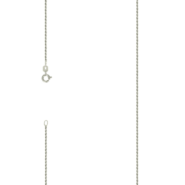 925 Sterling Silver Solid Rope Chain Silver 030 1mm-7"