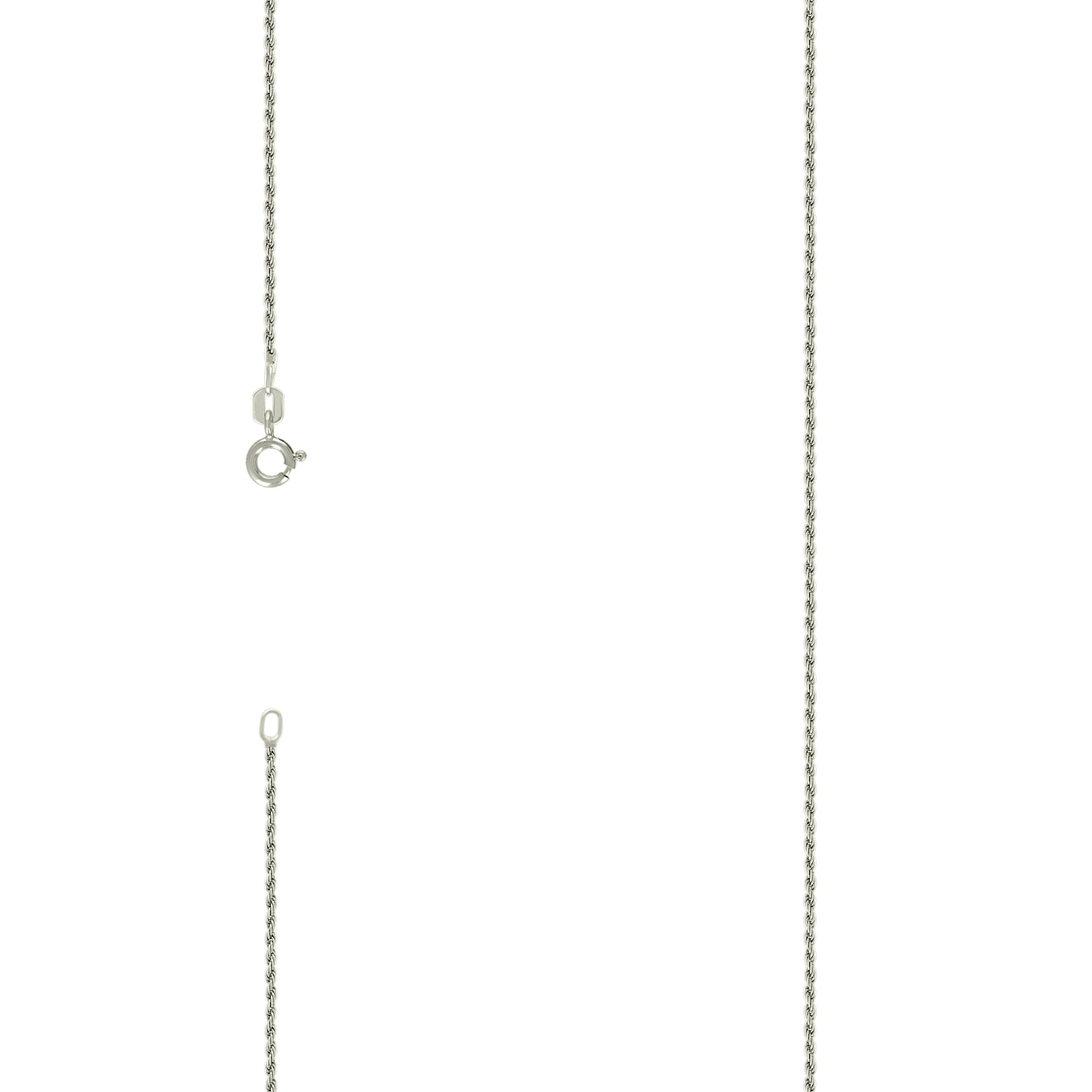 925 Sterling Silver Solid Rope Chain Silver 030 1mm-24