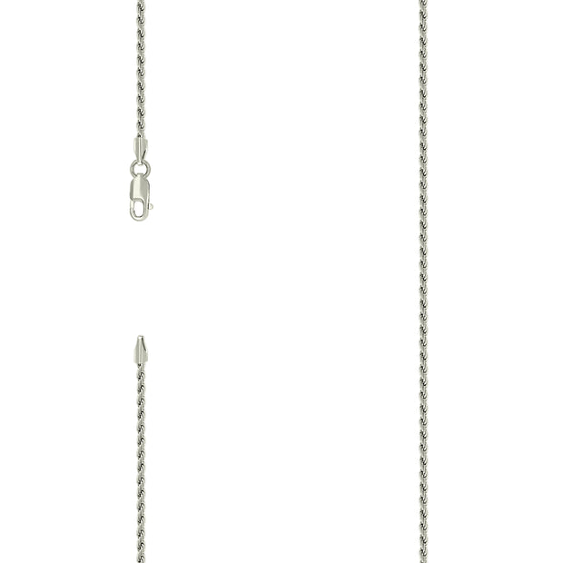 925 Sterling Silver Solid Rope Chain Silver 040 2mm-7"
