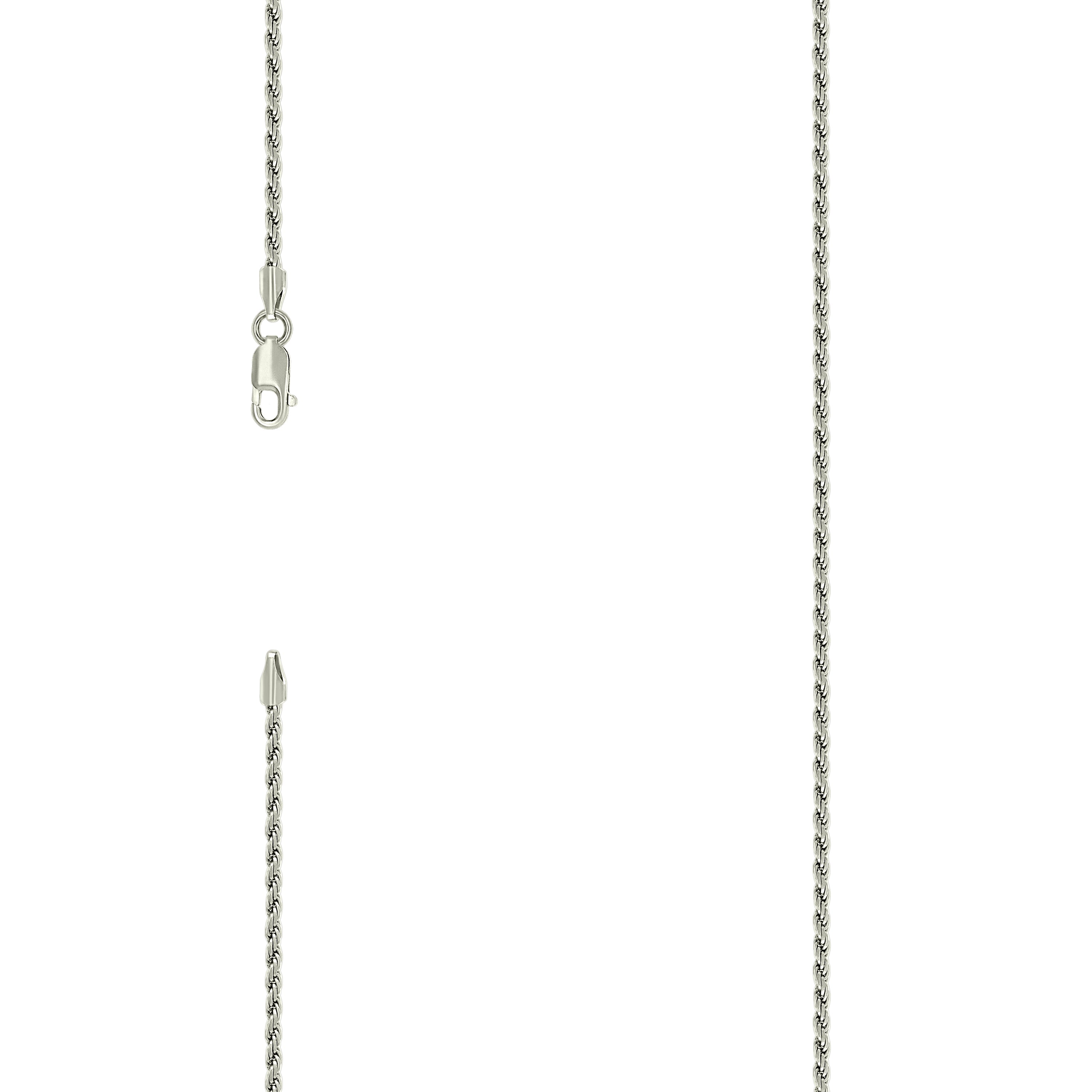 925 Sterling Silver Solid Rope Chain Silver 040 2mm-24