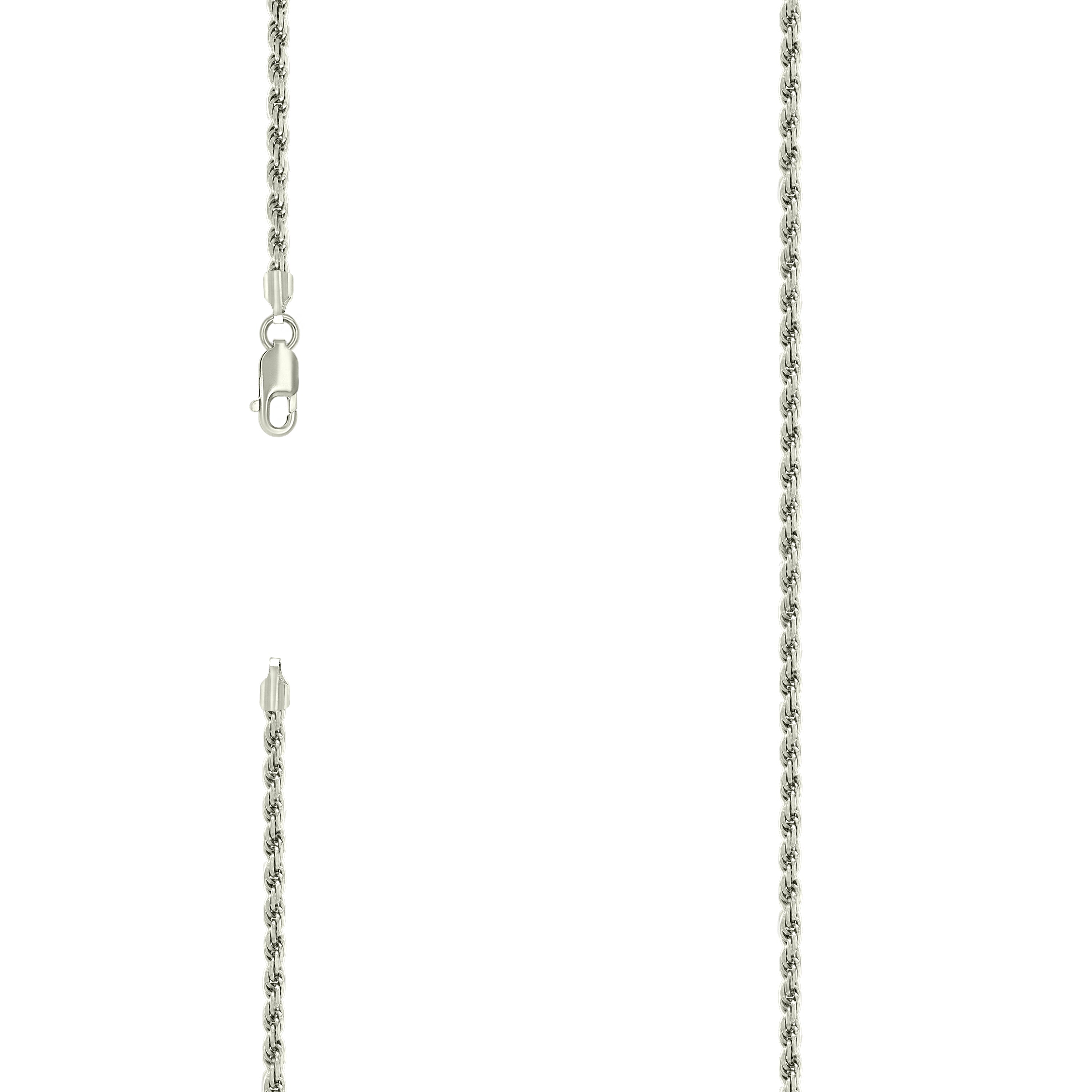 925 Sterling Silver Solid Rope Chain Silver 050 2.5mm-7
