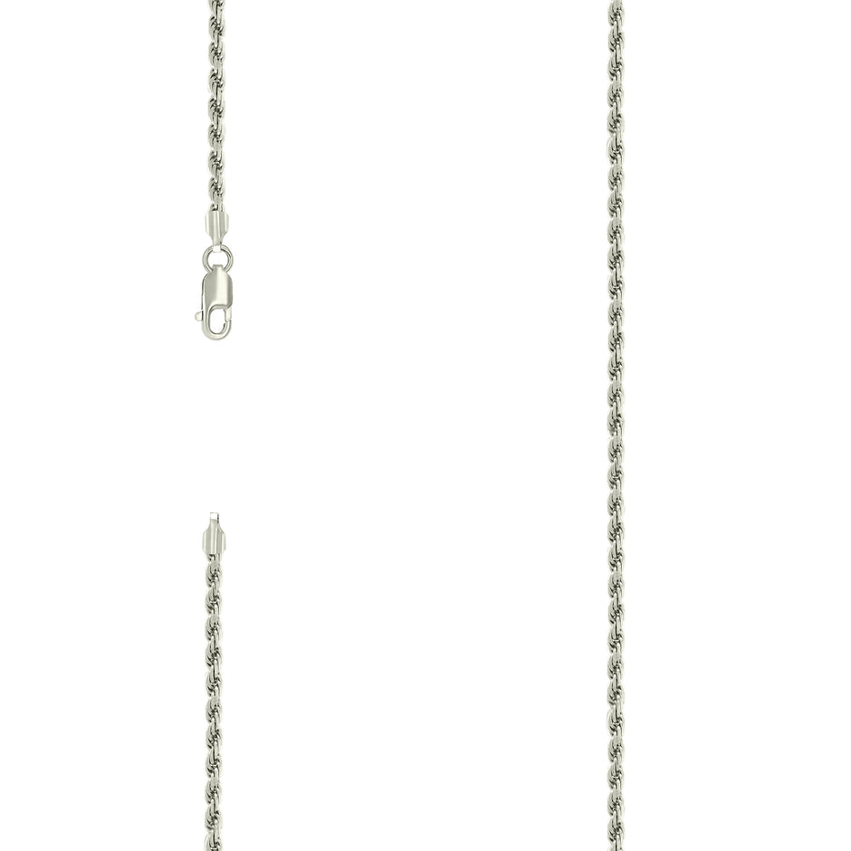 925 Sterling Silver Solid Rope Chain Silver 050 2.5mm-7"