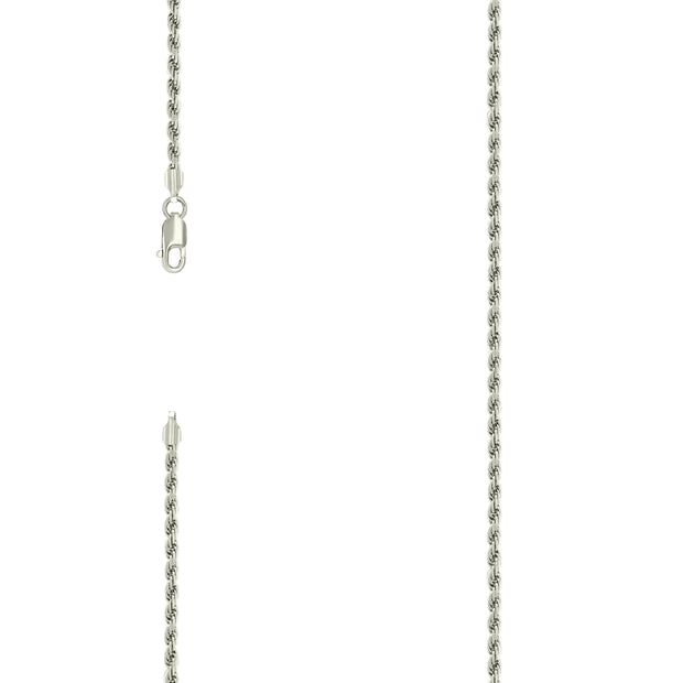 925 Sterling Silver Solid Rope Chain Silver 050 2.5mm-7"