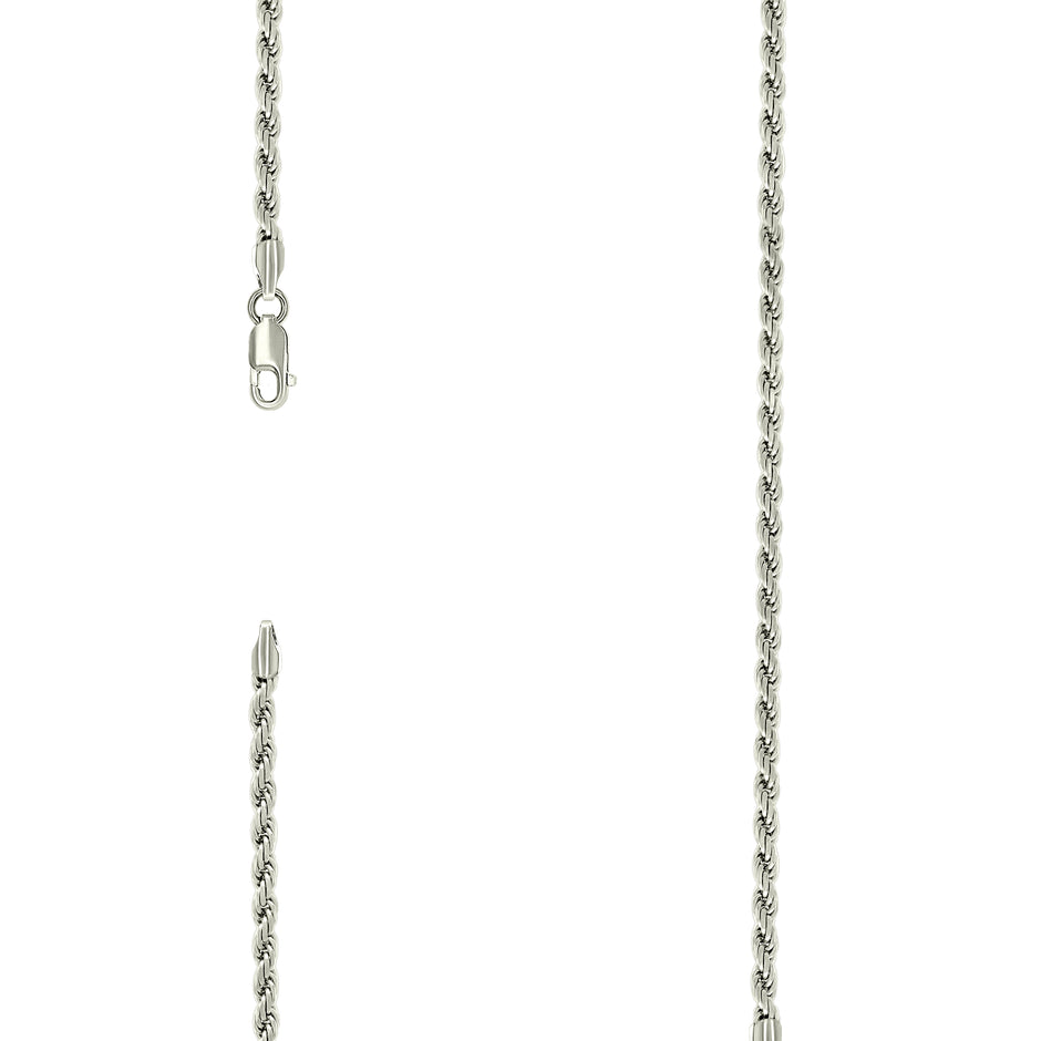 925 Sterling Silver Solid Rope Chain Silver 060 3mm-8"
