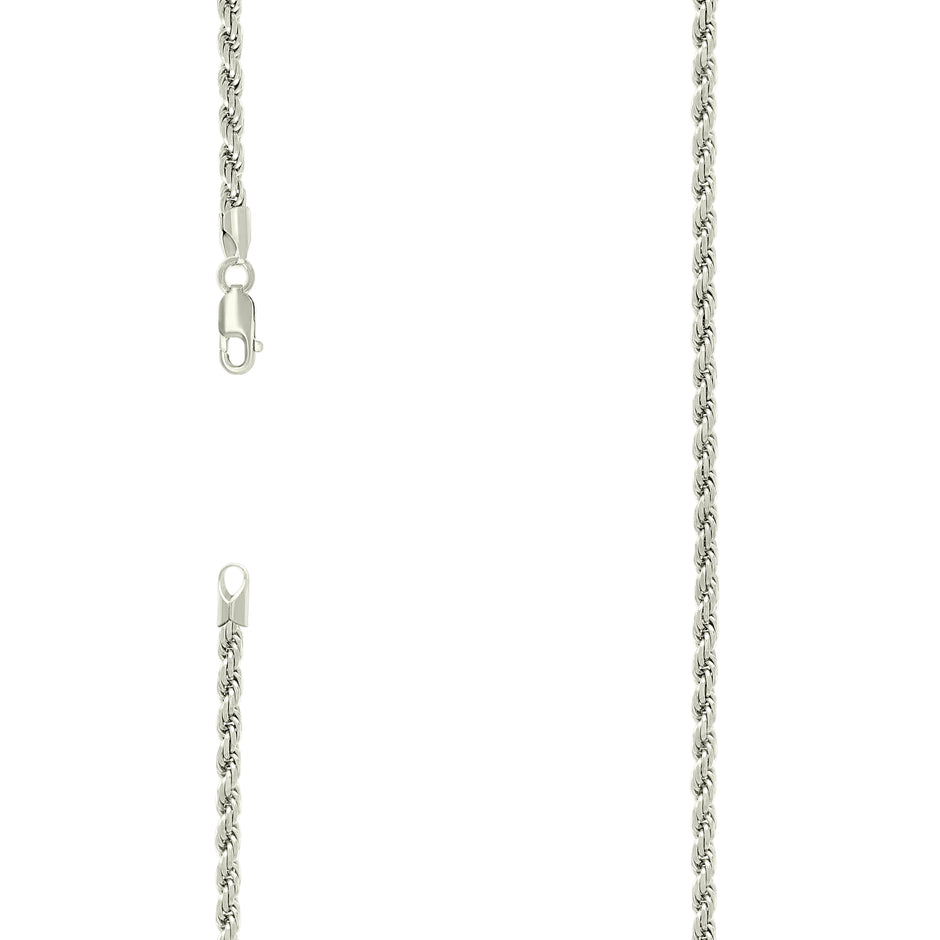 925 Sterling Silver Solid Rope Chain Silver 070 3.5mm-22" - SLV-139958