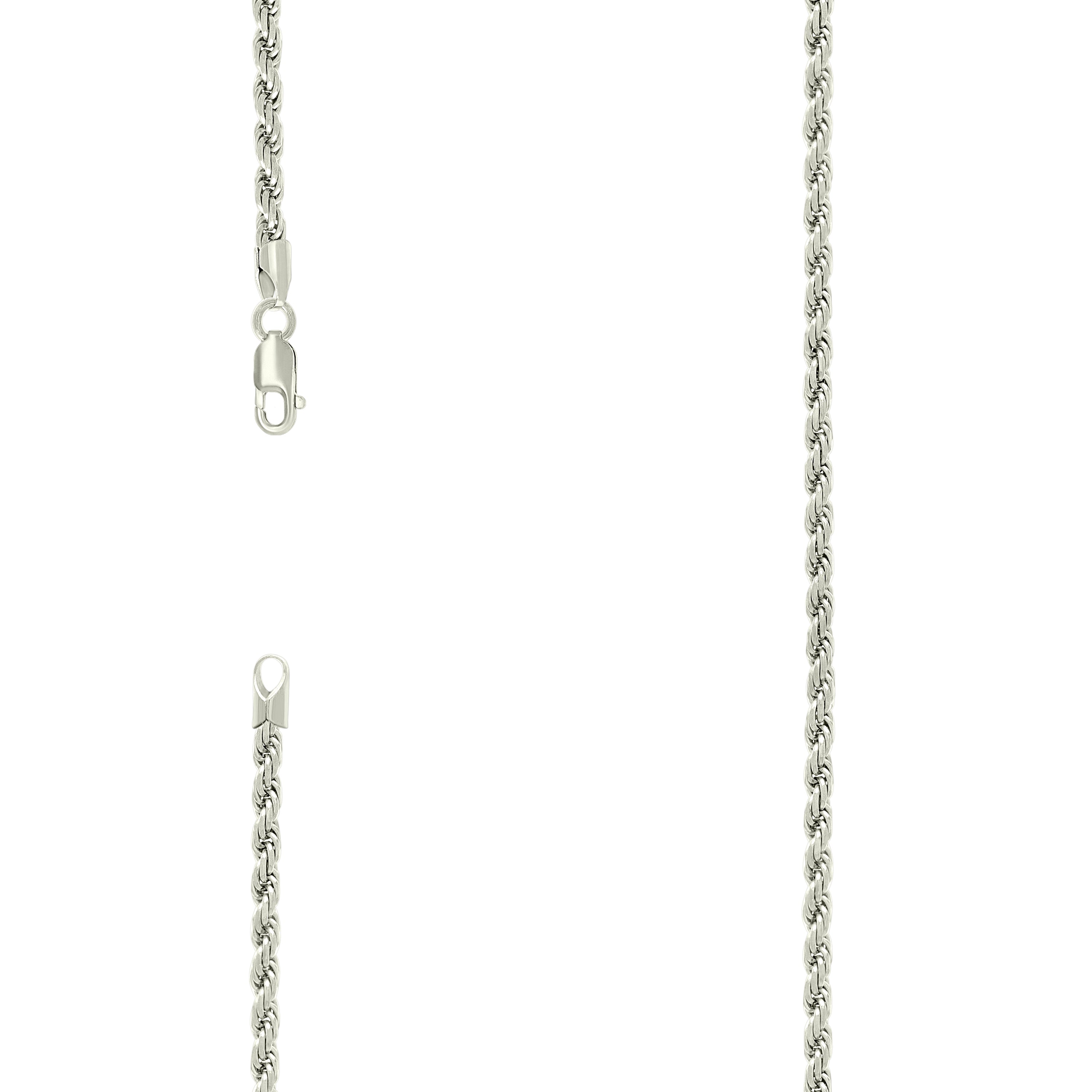925 Sterling Silver Solid Rope Chain Silver 070 3.5mm-9