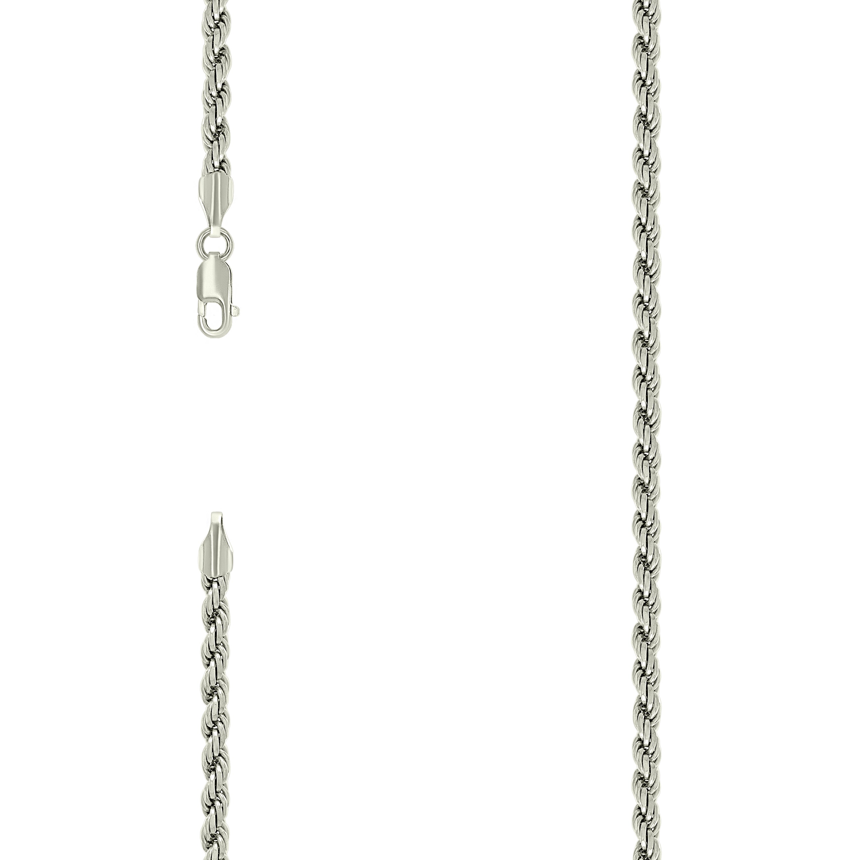 925 Sterling Silver Solid Rope Chain Silver 080 4mm-7