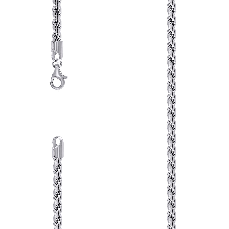 925 Sterling Silver Solid Rope Chain Rhodium 100 4.5mm-24" - SLV-140005