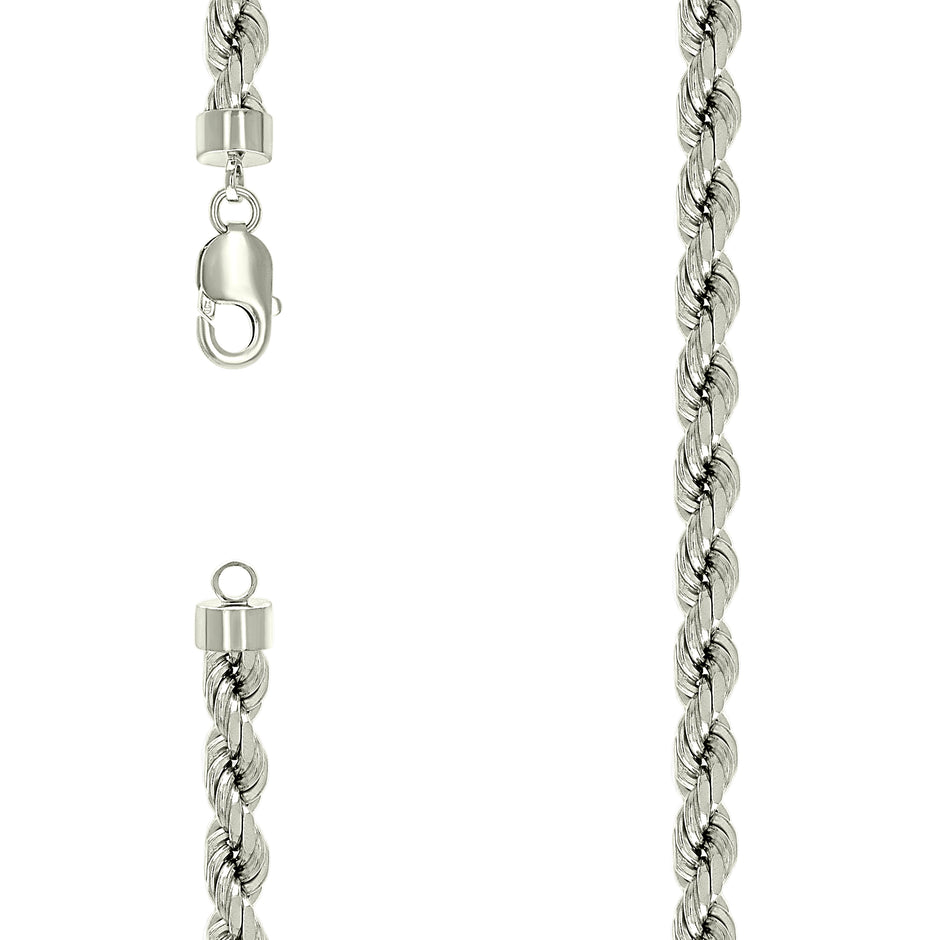 925 Sterling Silver Solid Rope Chain Silver 170 7.5mm-22" - SLV-139985