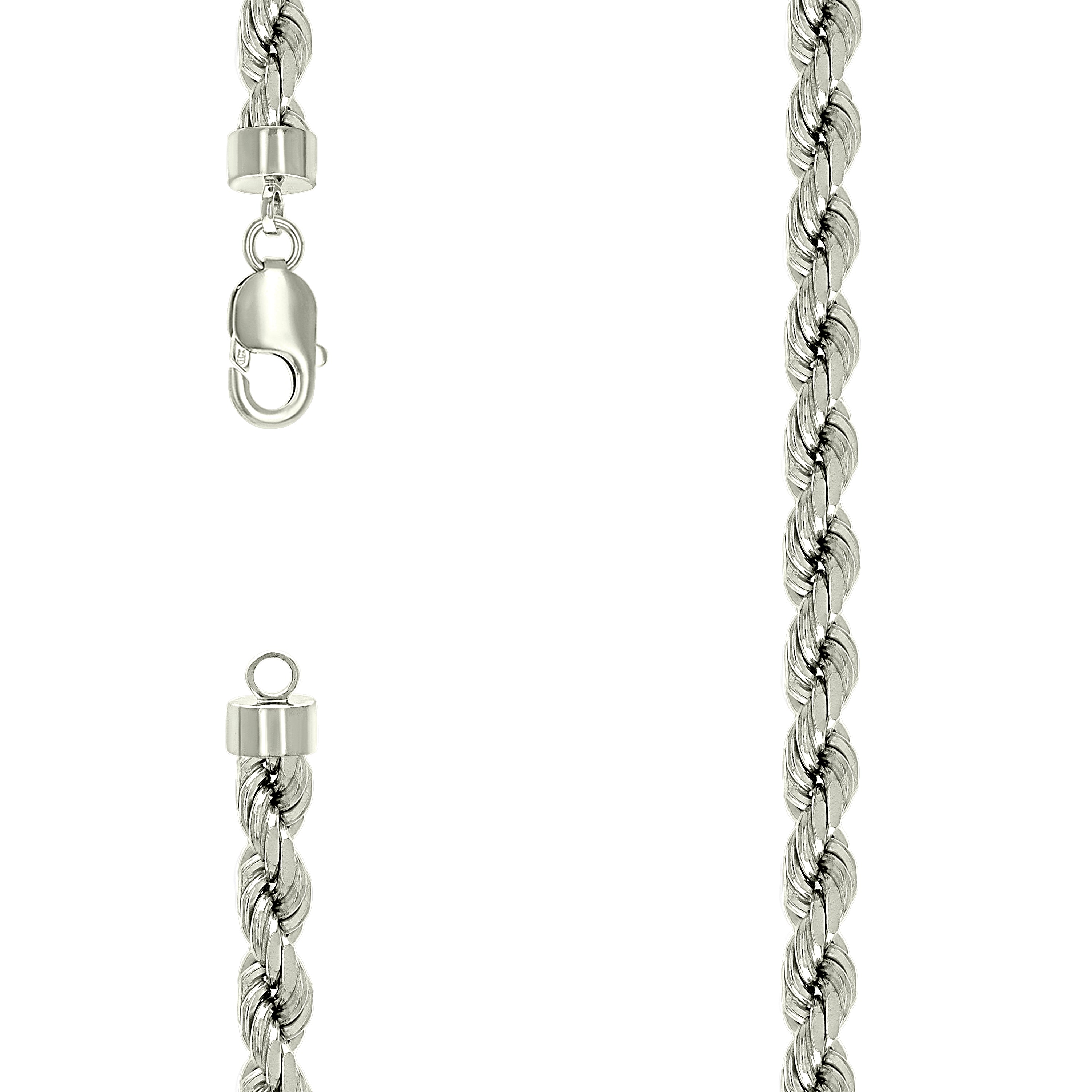 925 Sterling Silver Solid Rope Chain Silver 170 7.5mm-24