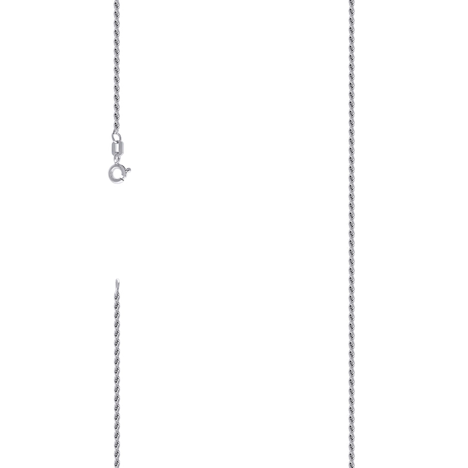 925 Sterling Silver Solid Rope Chain Rhodium 025 0.5mm-14" - SLV-139992