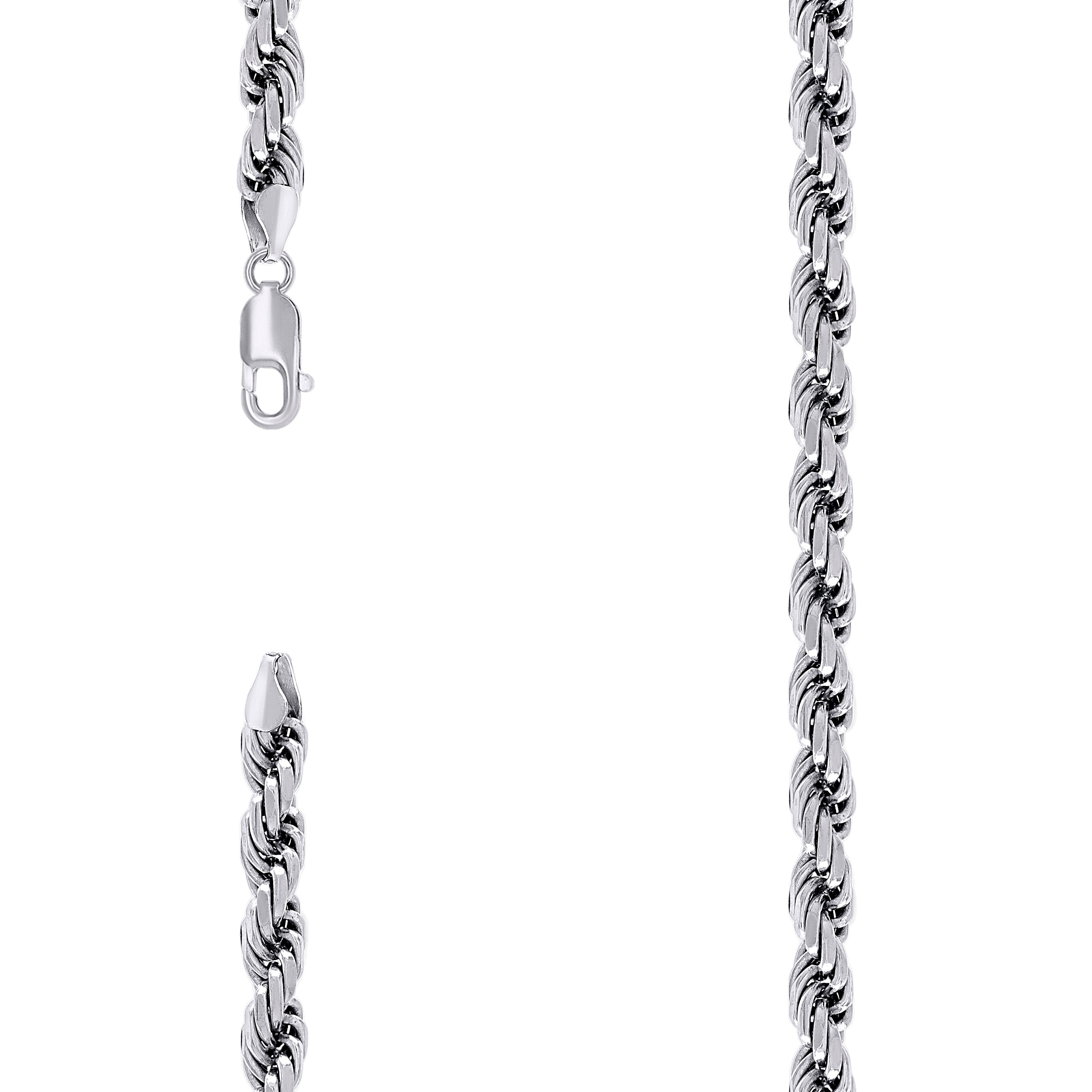 925 Sterling Silver Solid Rope Chain Rhodium 150 7mm-22