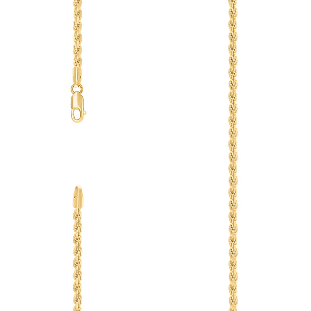 925 Sterling Silver Solid Rope Chain Yellow 070 3.5mm-7"