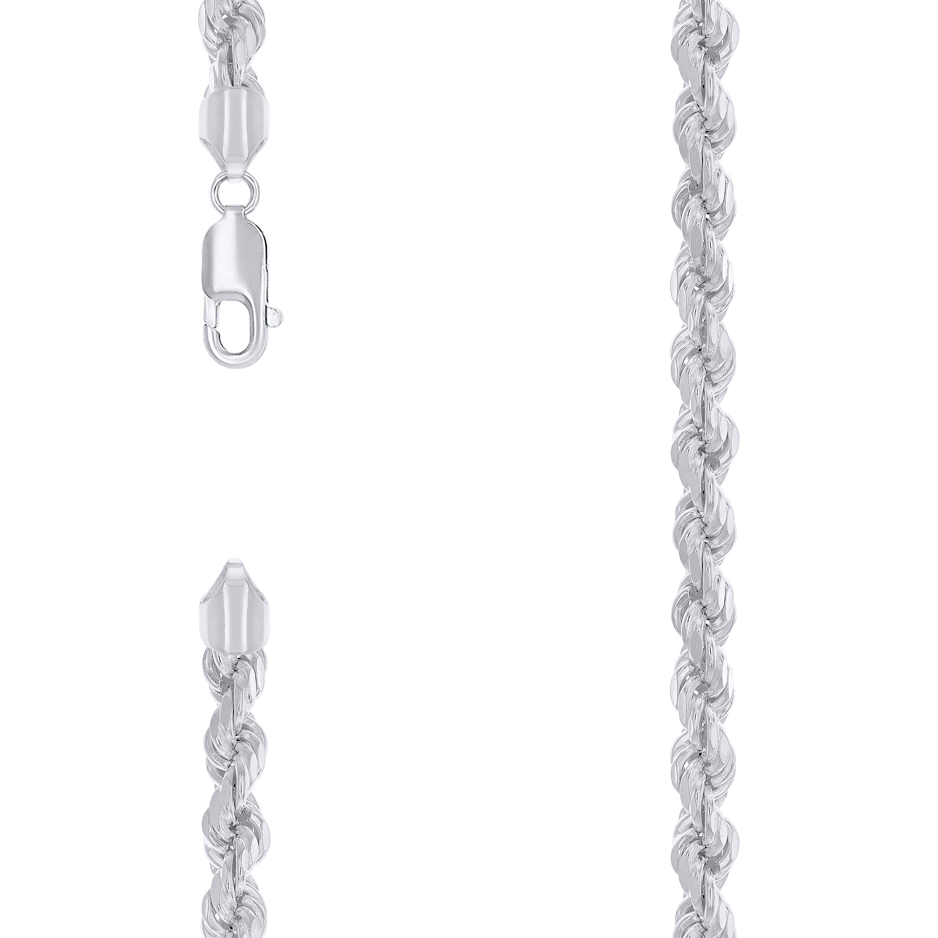 925 Sterling Silver Hollow Rope Chain Rhodium 120 5.3mm-20