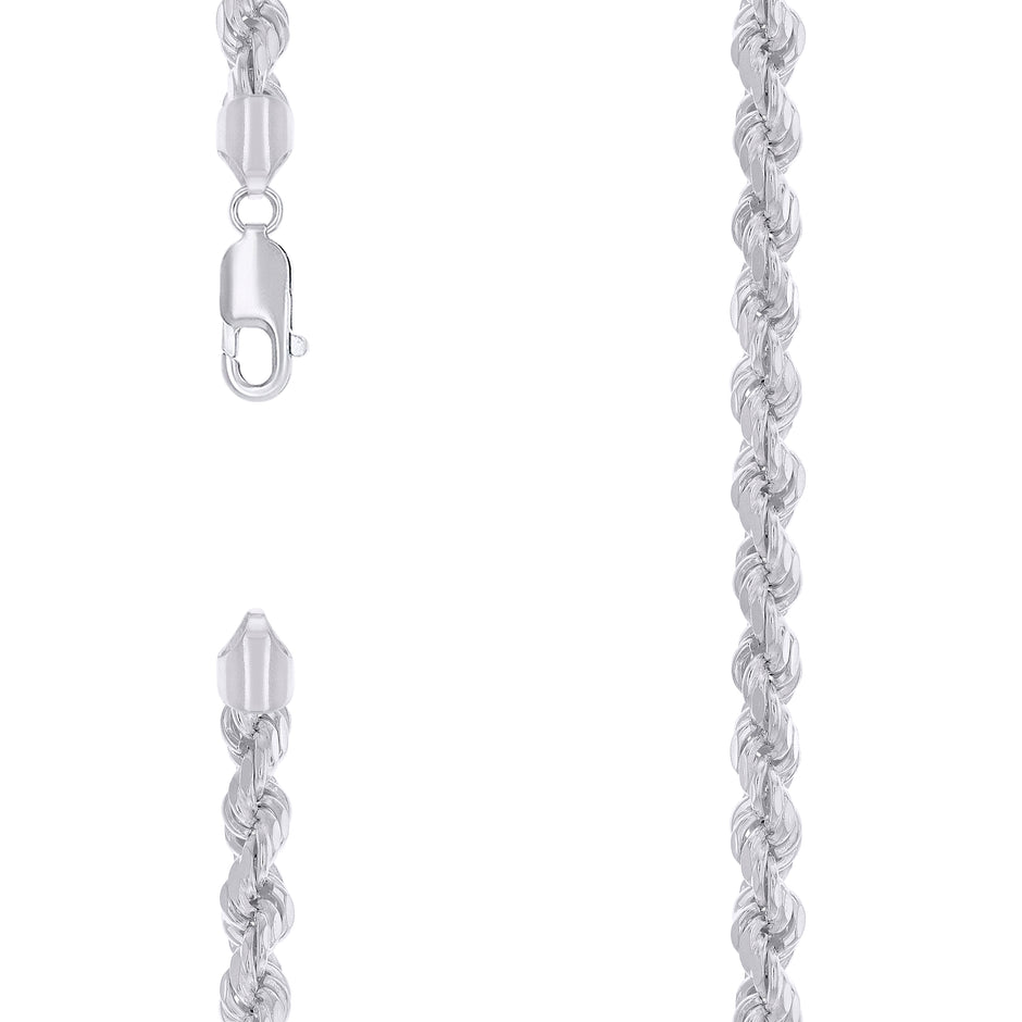 925 Sterling Silver Hollow Rope Chain Rhodium 120 5.3mm-22" - SLV-140105
