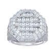 925 Sterling Silver Mens Princess-Cut/Baguette Round Cubic-Zirconia Octagon Head Fashion Ring S11 - SLV-141744