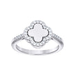925 Sterling Silver Yellow-tone Womens Cubic-Zirconia Enameled Clover Good Luck Ring S9 - SLV-141765