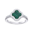 925 Sterling Silver Yellow-tone Womens Cubic-Zirconia Enameled Clover Good Luck Ring S8 - SLV-141768