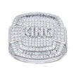925 Sterling Silver Mens Baguette Round Cubic-Zirconia King Square Head Fashion Ring S10 - SLV-140128