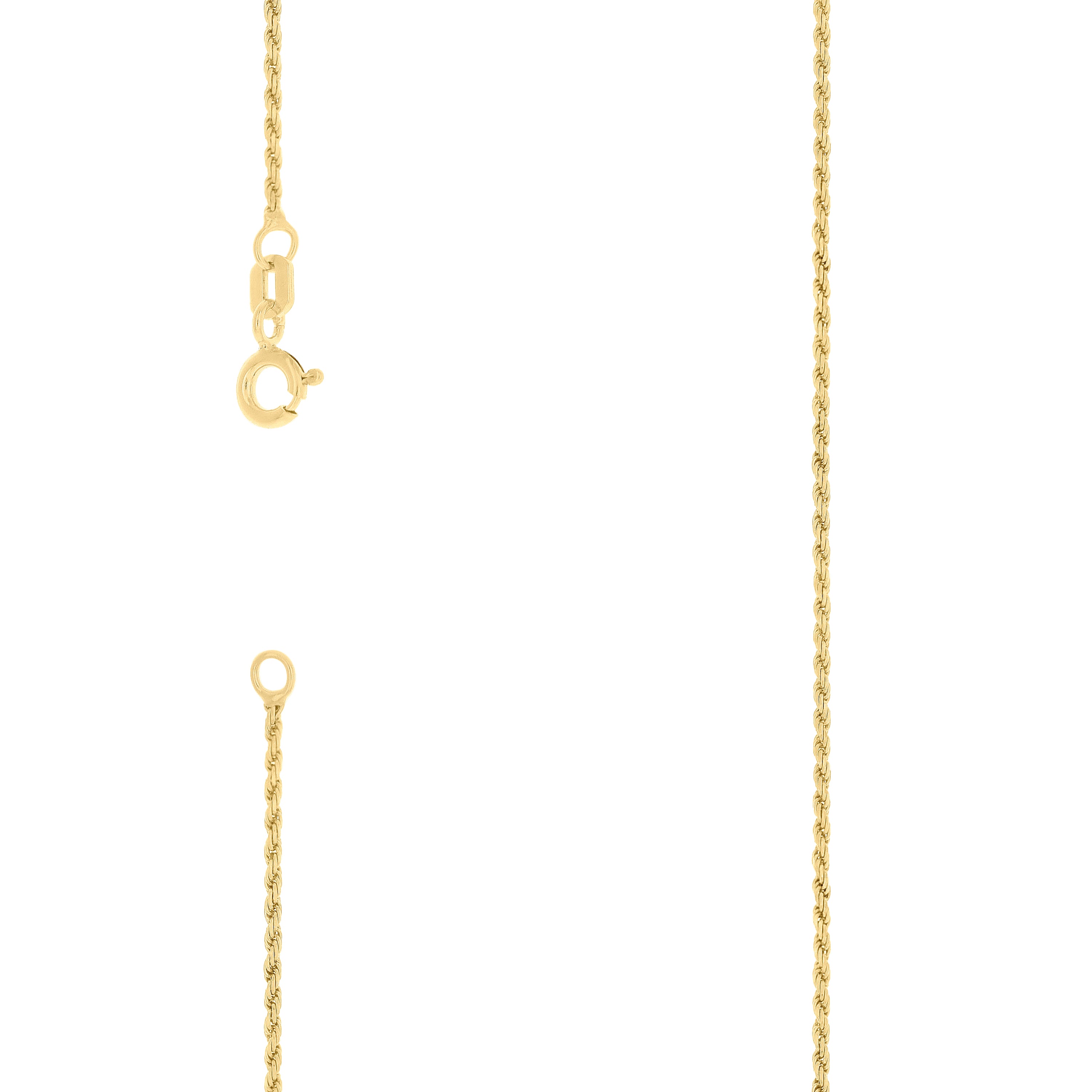 925 Sterling Silver Solid Rope Chain Yellow 025 0.5mm-7