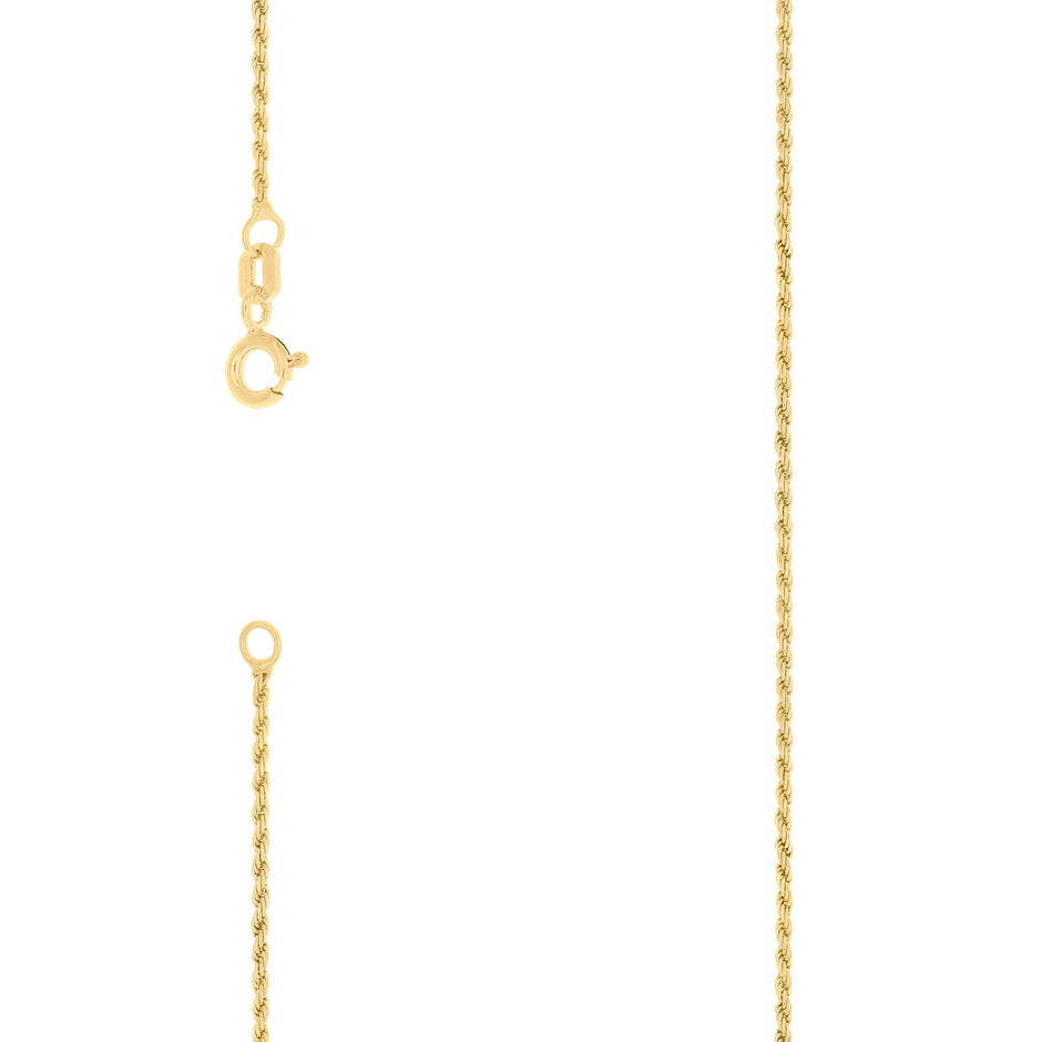 925 Sterling Silver Solid Rope Chain Yellow 025 0.5mm-20" - SLV-140139