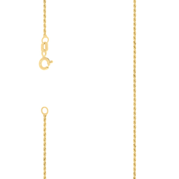 925 Sterling Silver Solid Rope Chain Yellow 025 0.5mm-7"