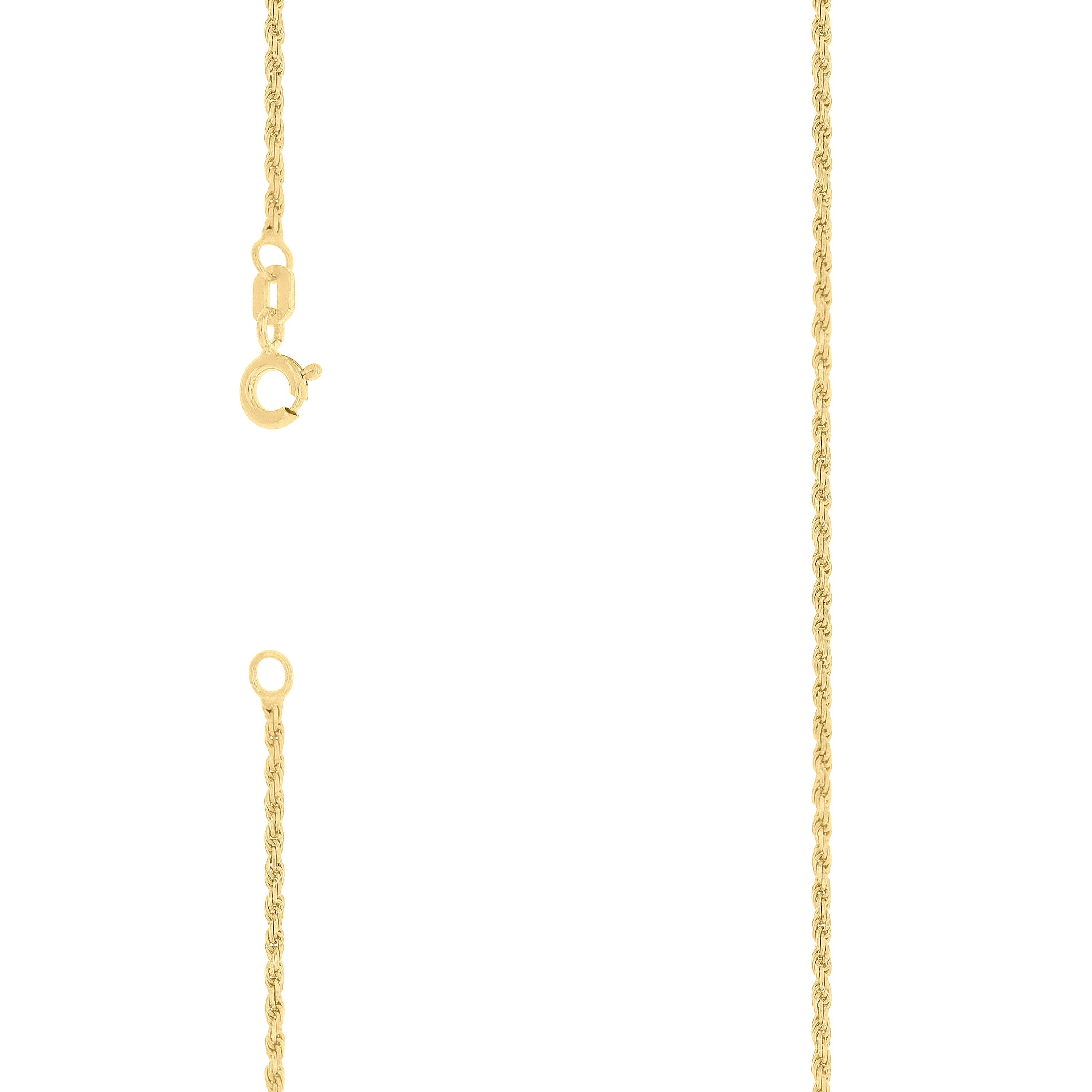 925 Sterling Silver Solid Rope Chain Yellow 030 1mm-7