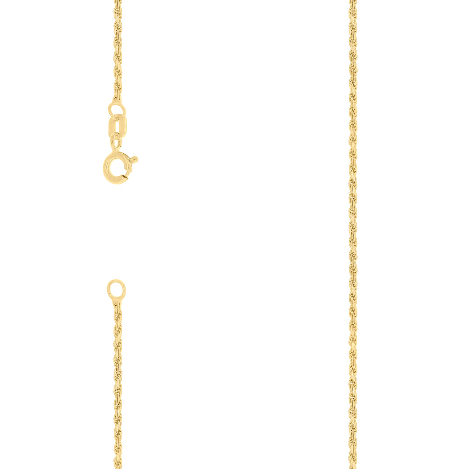 925 Sterling Silver Solid Rope Chain Yellow 030 1mm14" - SLV-140146