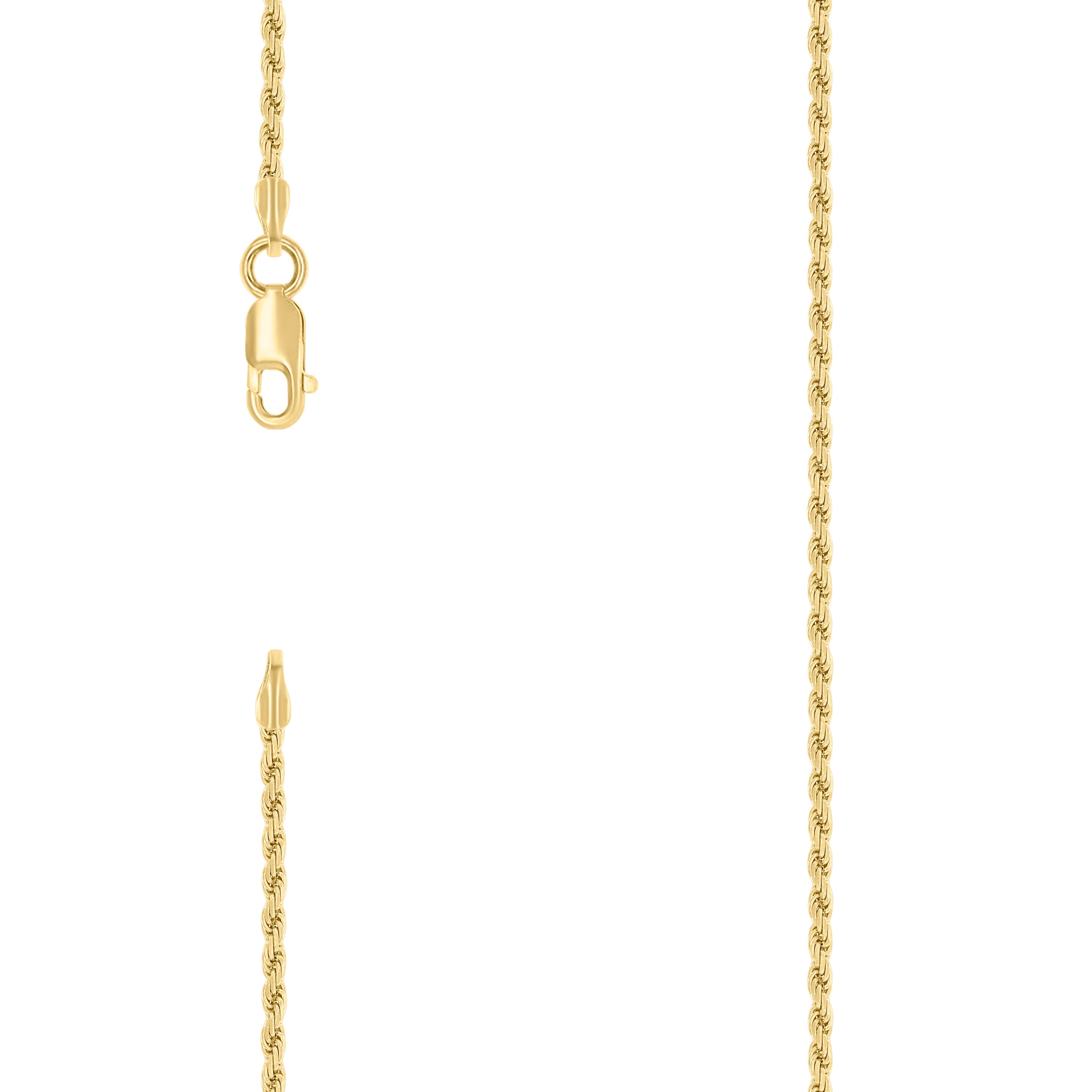 925 Sterling Silver Solid Rope Chain Yellow 035 1.5mm-16