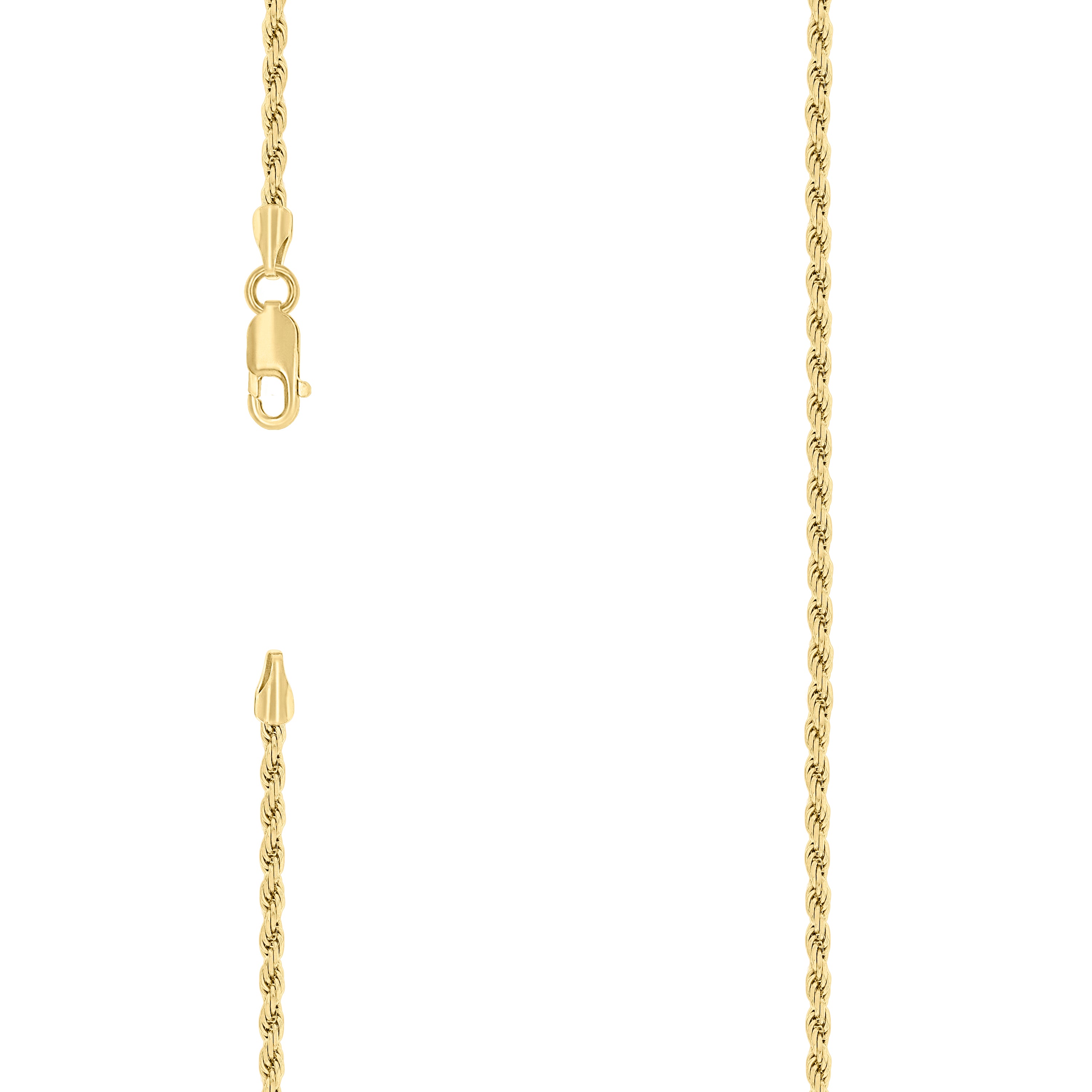 925 Sterling Silver Solid Rope Chain Yellow 040 2mm-8