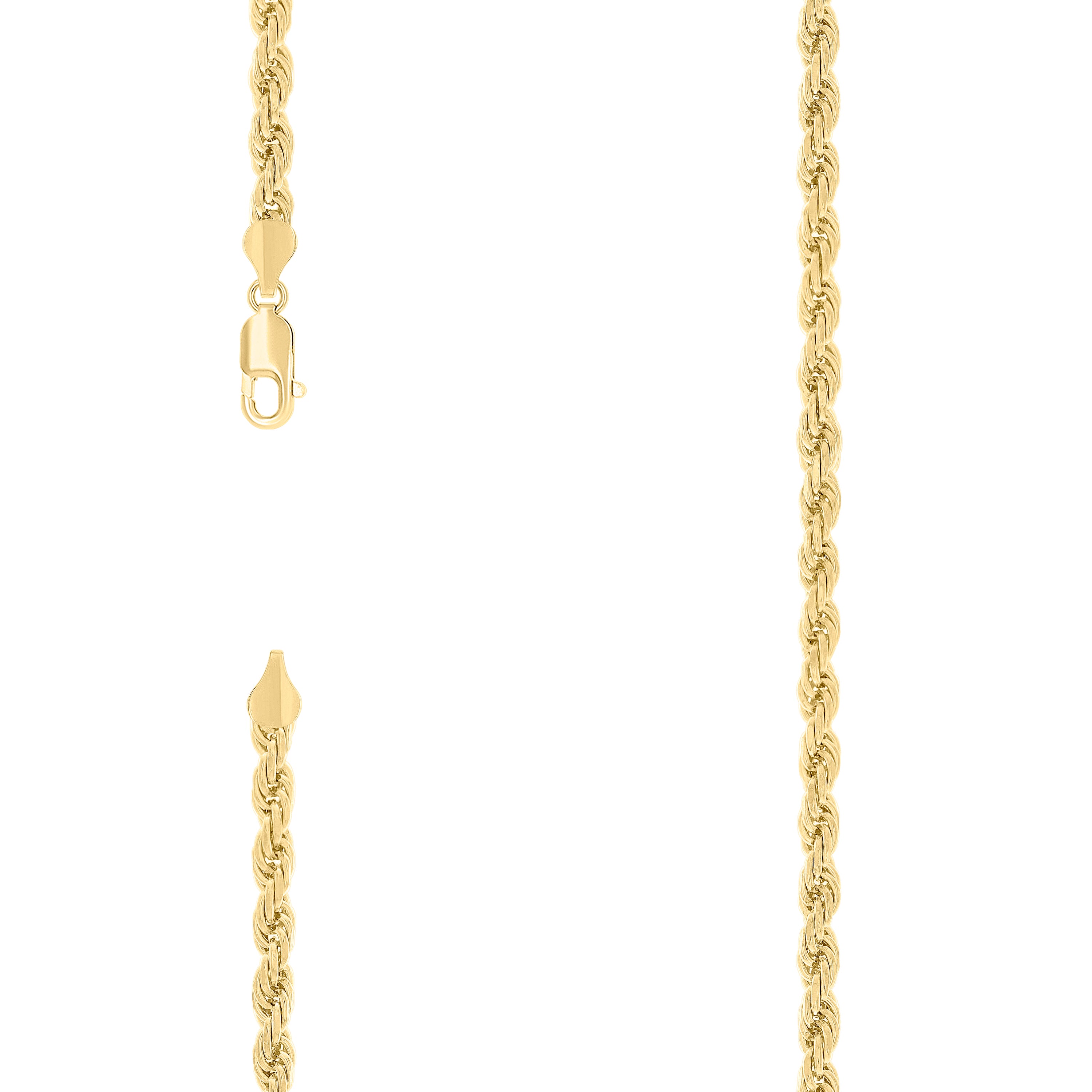 925 Sterling Silver Solid Rope Chain Yellow 100 4.5mm-18